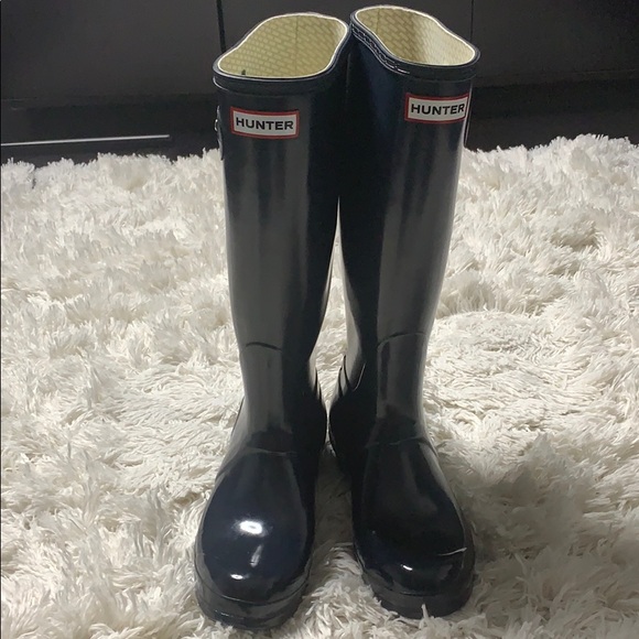 Hunter Shoes - Hunter rubber gloss original tall boots navy sz 7